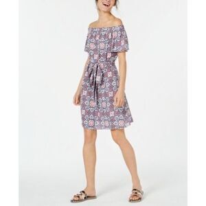 MICHAEL KORS Off The Shoulder Mosaic Crepe Dress Size XS